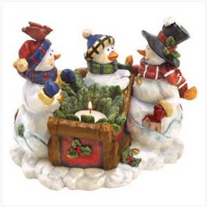 #38251 Sledding Snowmen Candleholder $19.95