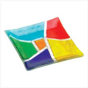 #38340 Kaleidoscope Art Glass Plate $9.95