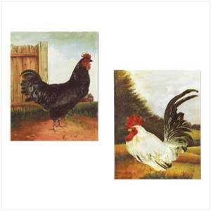 #38416 Canvas Rooster Print Set $17.95