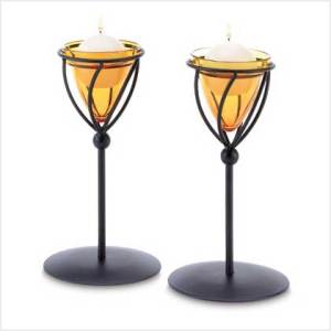 #38649 Amber Candleholders $9.95