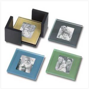 #38719 Glass Photo Coaster Set $14.95